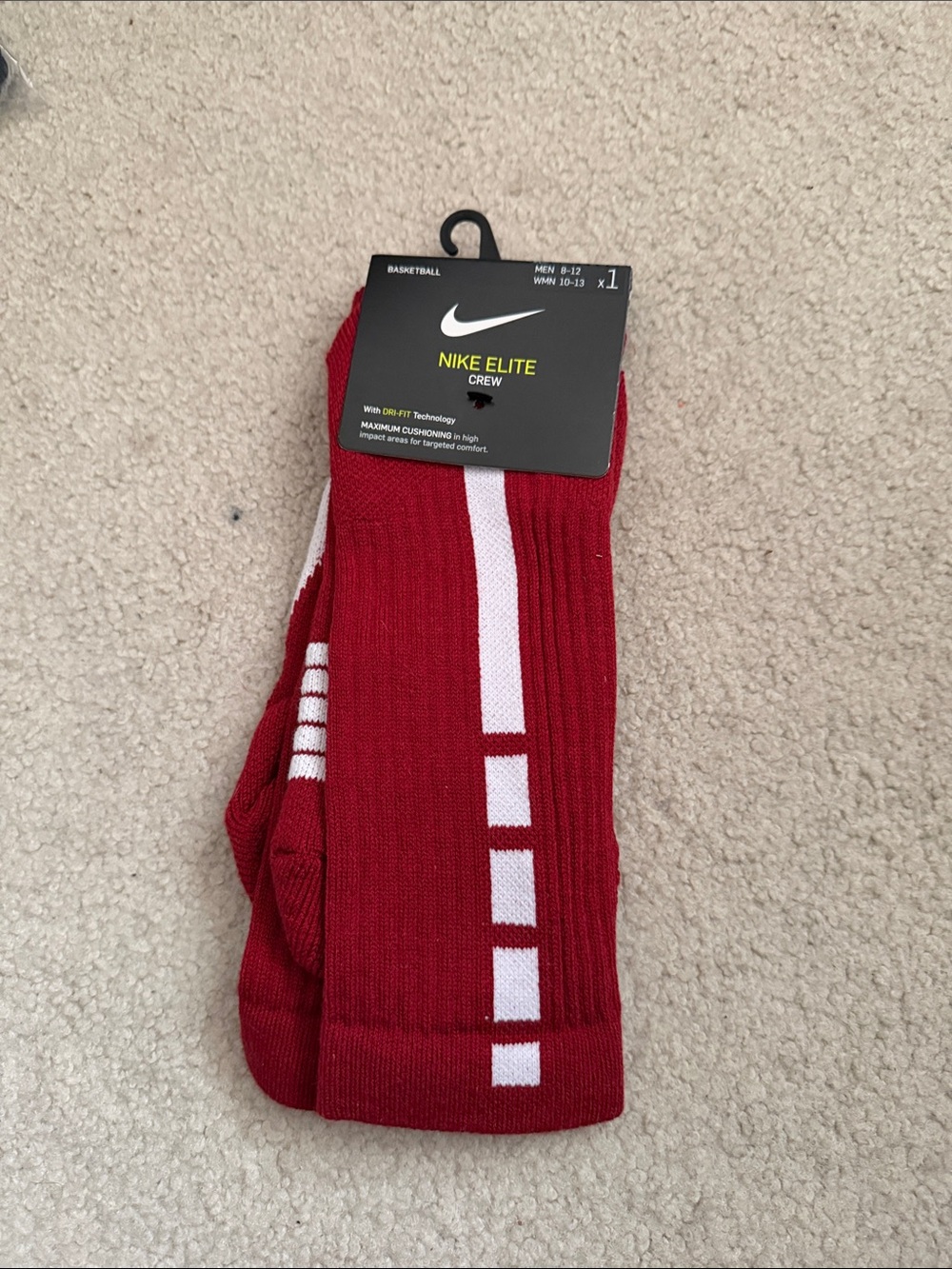Nike Red and White Elite Crew Athletic Socks